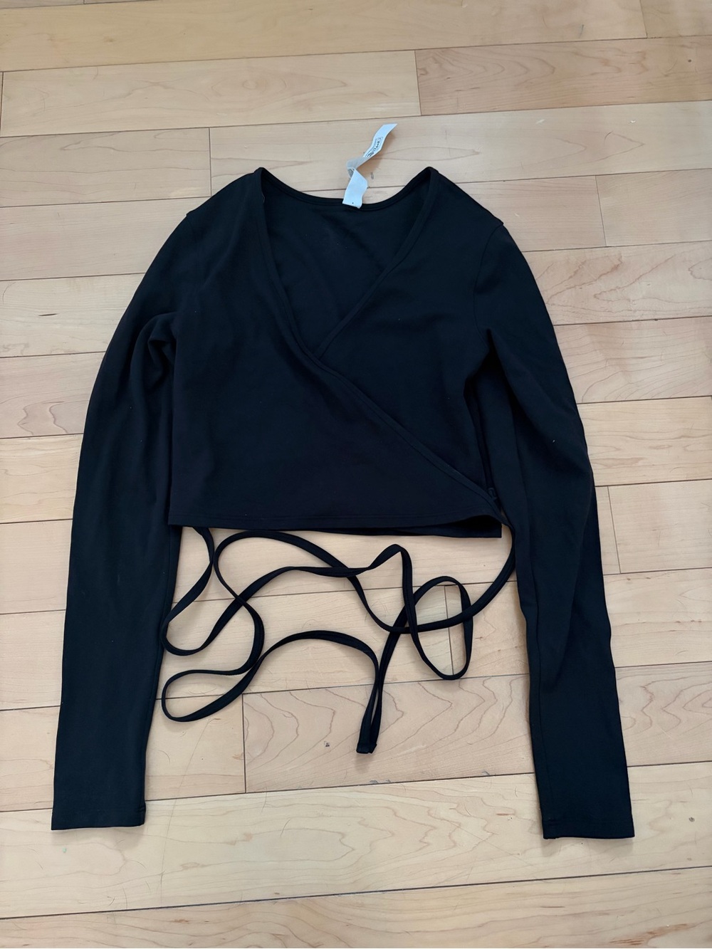 lululemon athletica Black Long-Sleeve Wrap Crop Top with Ties
